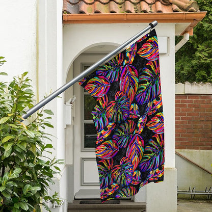 Colorful Leaf Tropical Pattern Print Polyester Flag
