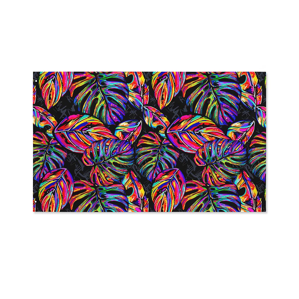 Colorful Leaf Tropical Pattern Print Polyester Flag