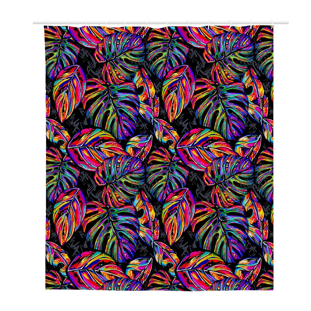 Colorful Leaf Tropical Pattern Print Polyester Shower Curtain