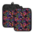 Colorful Leaf Tropical Pattern Print Pot Holders With Pocket