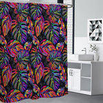 Colorful Leaf Tropical Pattern Print Premium Shower Curtain