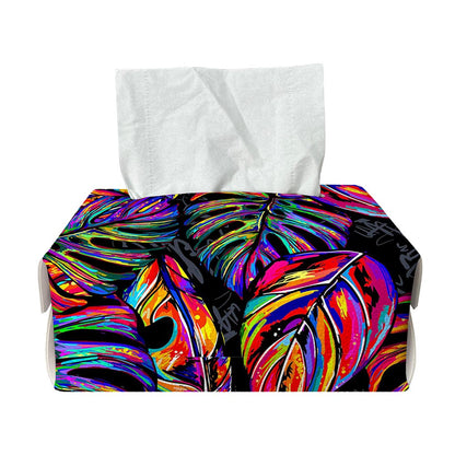 Colorful Leaf Tropical Pattern Print Rectangle Tissue Box Cover
