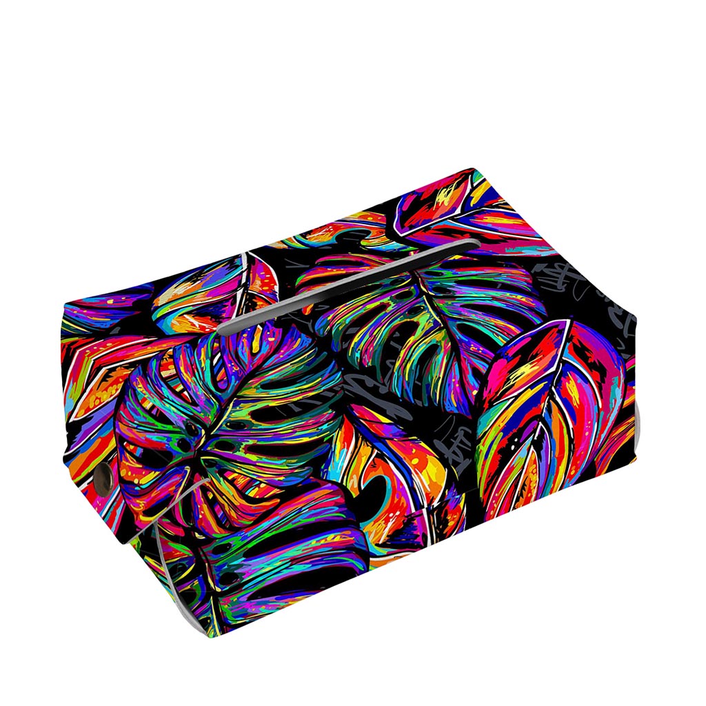 Colorful Leaf Tropical Pattern Print Rectangle Tissue Box Cover