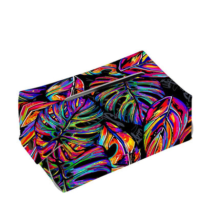 Colorful Leaf Tropical Pattern Print Rectangle Tissue Box Cover