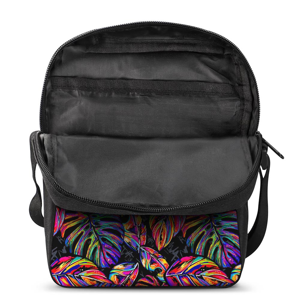 Colorful Leaf Tropical Pattern Print Rectangular Crossbody Bag