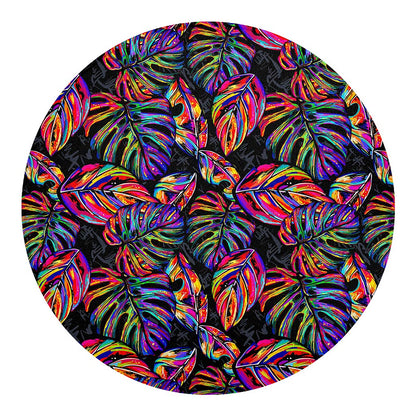 Colorful Leaf Tropical Pattern Print Round Blanket