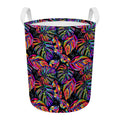 Colorful Leaf Tropical Pattern Print Round Laundry Basket