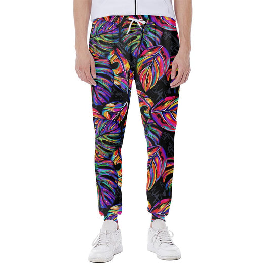 Colorful Leaf Tropical Pattern Print Scuba Joggers