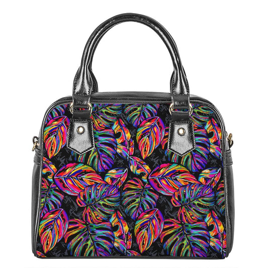 Colorful Leaf Tropical Pattern Print Shoulder Handbag
