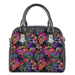 Colorful Leaf Tropical Pattern Print Shoulder Handbag