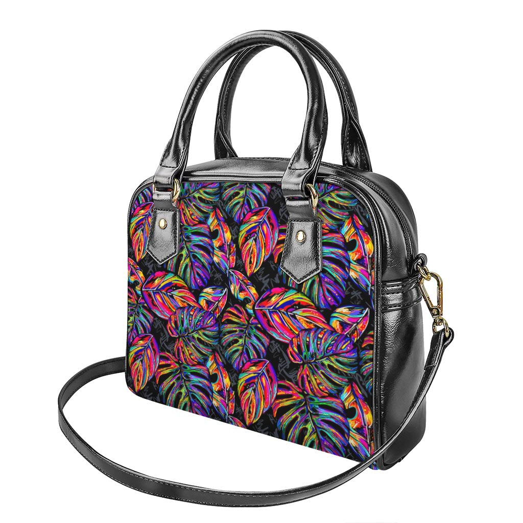 Colorful Leaf Tropical Pattern Print Shoulder Handbag