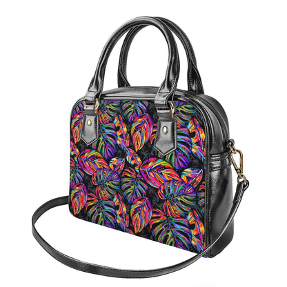 Colorful Leaf Tropical Pattern Print Shoulder Handbag