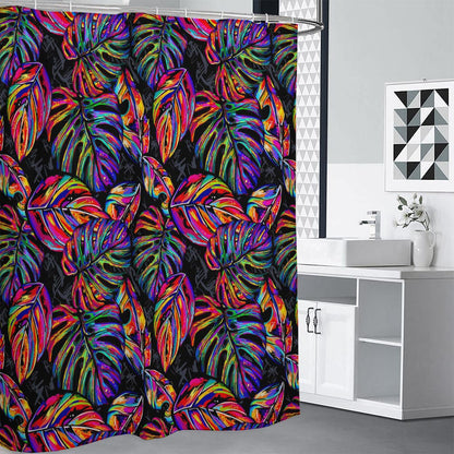 Colorful Leaf Tropical Pattern Print Shower Curtain