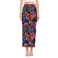Colorful Leaf Tropical Pattern Print Side Slit Maxi Skirt