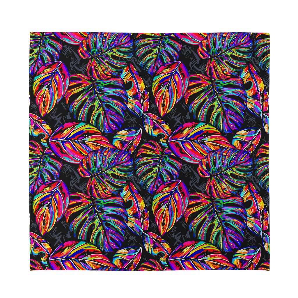 Colorful Leaf Tropical Pattern Print Silk Bandana