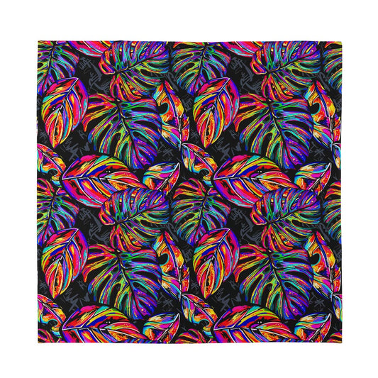 Colorful Leaf Tropical Pattern Print Silk Bandana