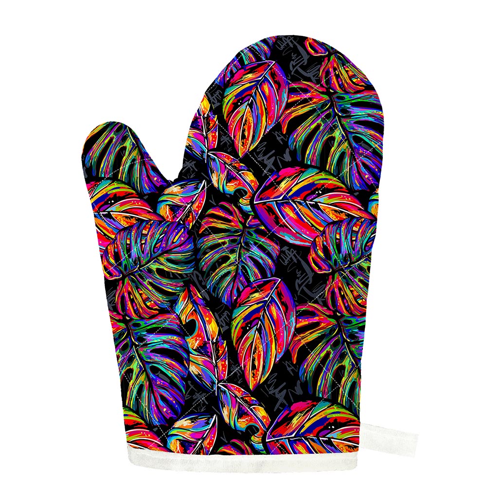Colorful Leaf Tropical Pattern Print Single Oven Mitt