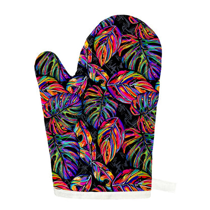 Colorful Leaf Tropical Pattern Print Single Oven Mitt
