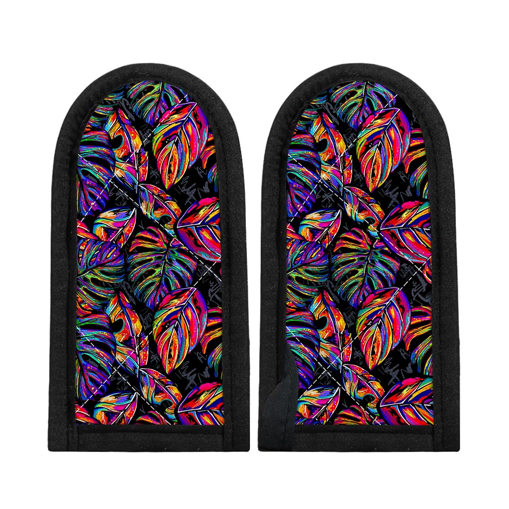Colorful Leaf Tropical Pattern Print Skillet Handle Cover