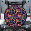 Colorful Leaf Tropical Pattern Print Tire Cover