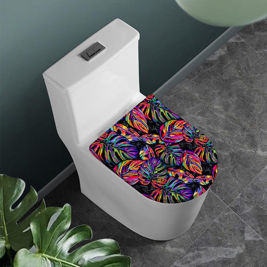 Colorful Leaf Tropical Pattern Print Toilet Lid Cover