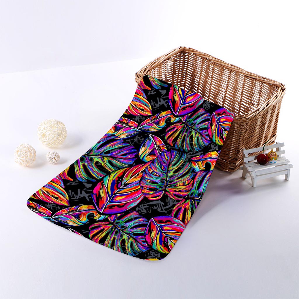 Colorful Leaf Tropical Pattern Print Towel