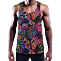 Colorful Leaf Tropical Pattern Print Men's Workout Tank Top