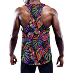 Colorful Leaf Tropical Pattern Print Training Tank Top