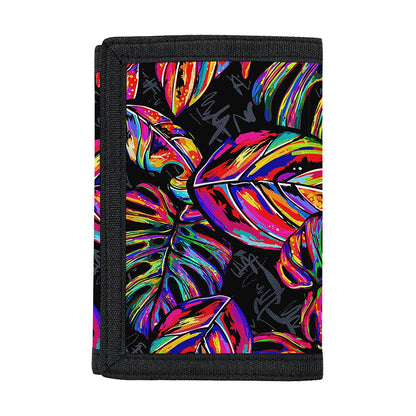 Colorful Leaf Tropical Pattern Print Trifold Wallet