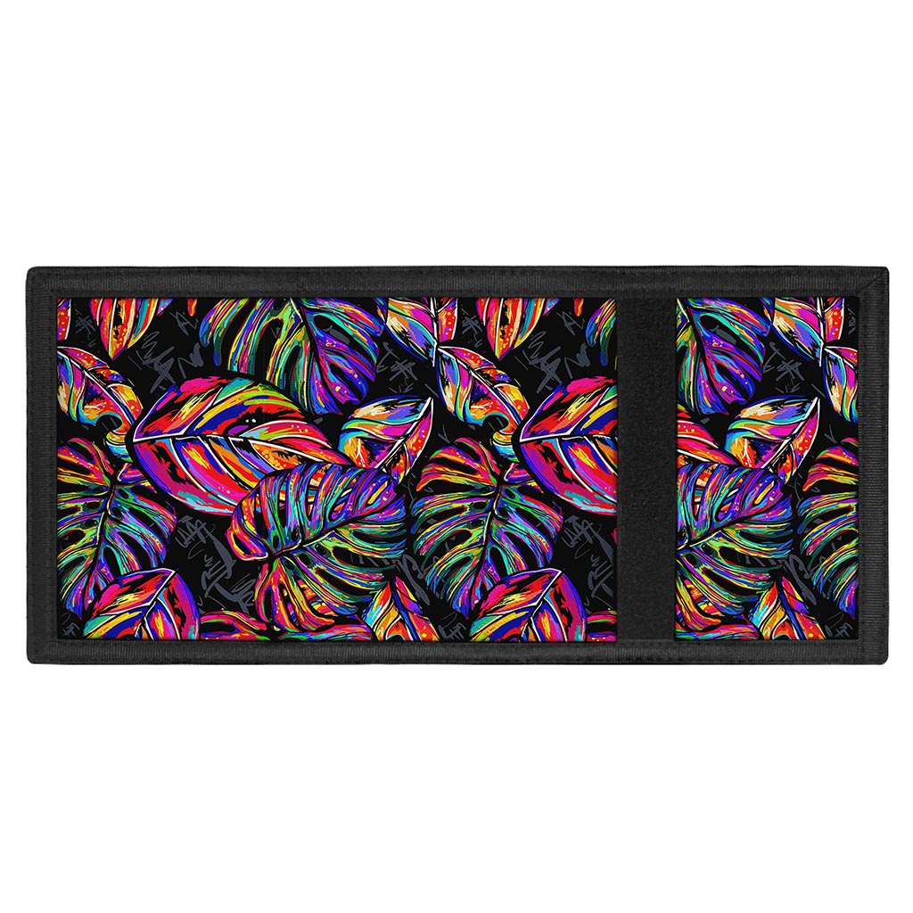 Colorful Leaf Tropical Pattern Print Trifold Wallet