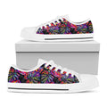 Colorful Leaf Tropical Pattern Print White Low Top Sneakers