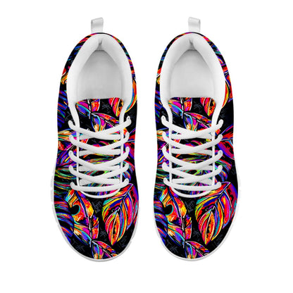 Colorful Leaf Tropical Pattern Print White Running Shoes