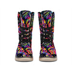 Colorful Leaf Tropical Pattern Print Winter Boots