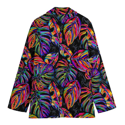 Colorful Leaf Tropical Pattern Print Women's Blazer