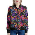 Colorful Leaf Tropical Pattern Print Women's Bomber Jacket