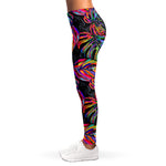 Colorful Leaf Tropical Pattern Print Women's Leggings