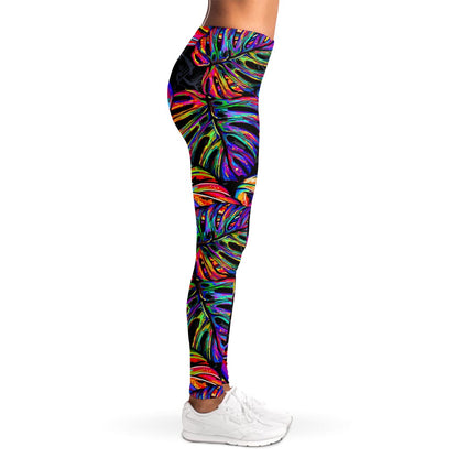 Colorful Leaf Tropical Pattern Print Women's Leggings