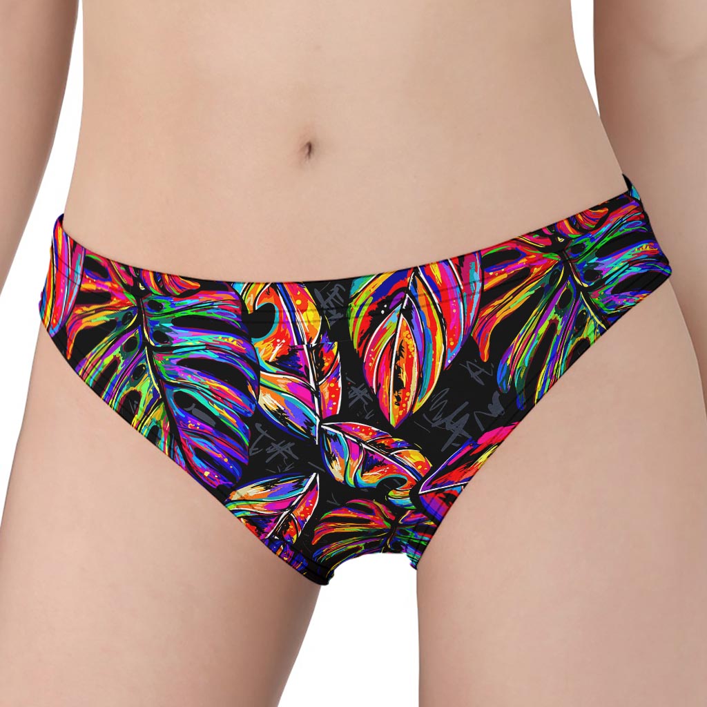 Colorful Leaf Tropical Pattern Print Women's Panties