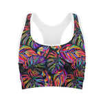 Colorful Leaf Tropical Pattern Print Women's Sports Bra