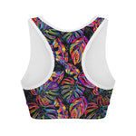 Colorful Leaf Tropical Pattern Print Women's Sports Bra