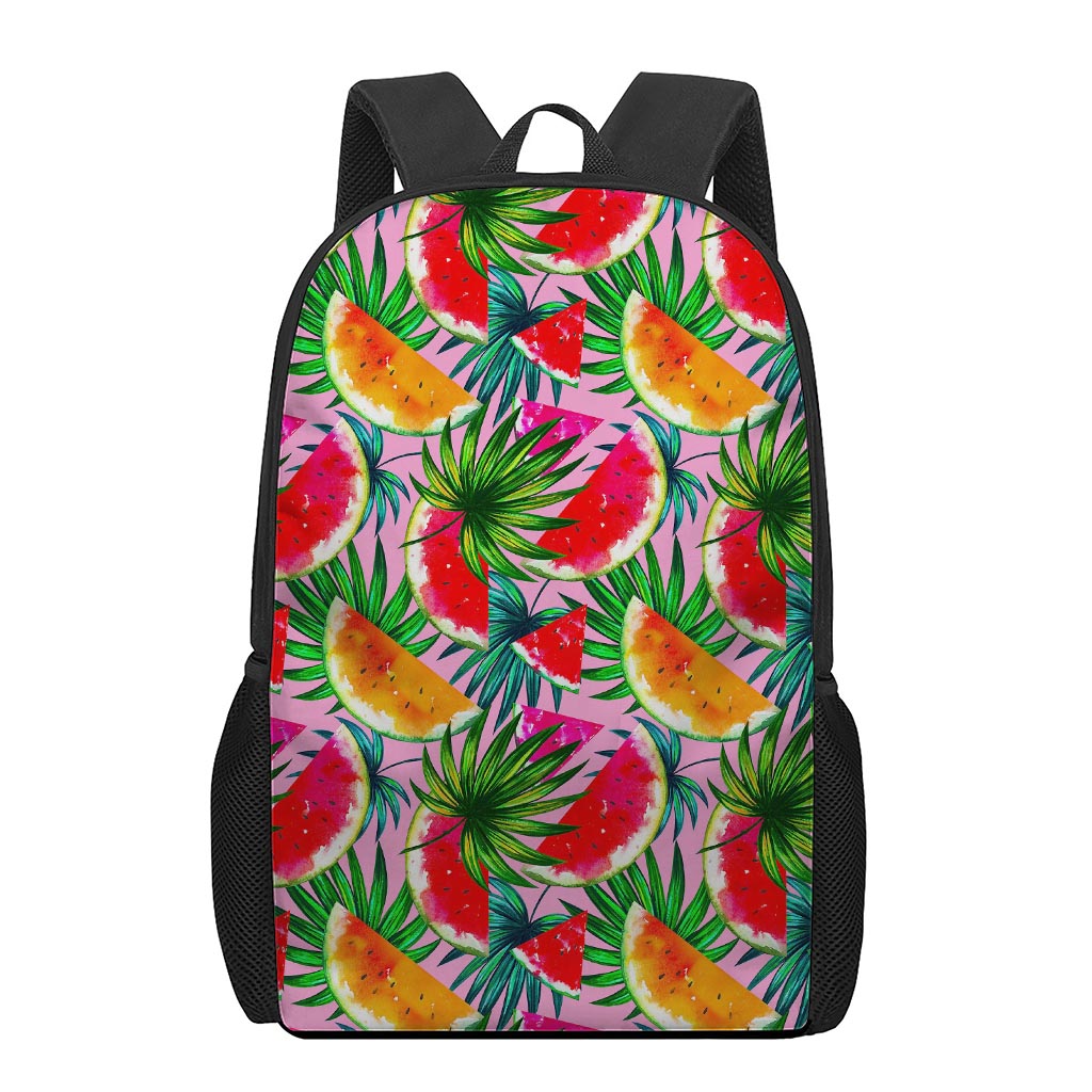 Colorful Leaf Watermelon Pattern Print 17 Inch Backpack