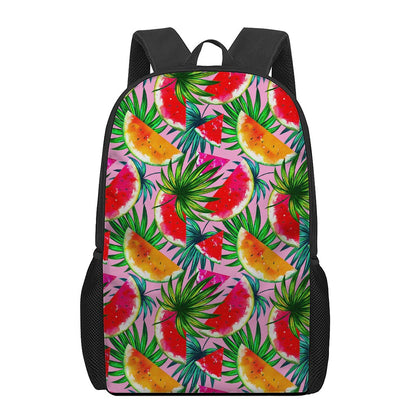 Colorful Leaf Watermelon Pattern Print 17 Inch Backpack