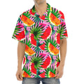 Colorful Leaf Watermelon Pattern Print Aloha Shirt