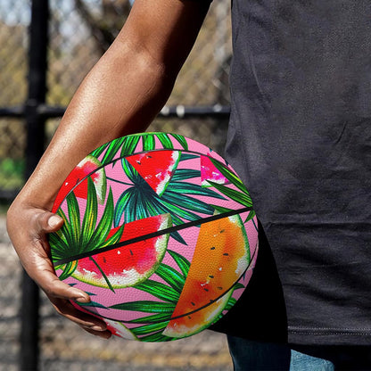 Colorful Leaf Watermelon Pattern Print Basketball