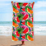 Colorful Leaf Watermelon Pattern Print Beach Towel