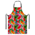 Colorful Leaf Watermelon Pattern Print Bib Apron With Pocket