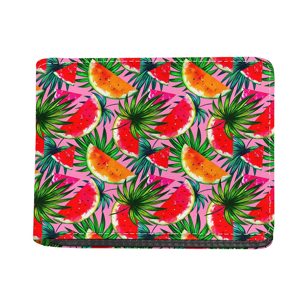 Colorful Leaf Watermelon Pattern Print Bifold Wallet