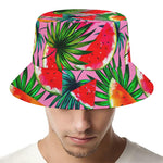 Colorful Leaf Watermelon Pattern Print Bucket Hat