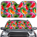 Colorful Leaf Watermelon Pattern Print Car Windshield Sun Shade