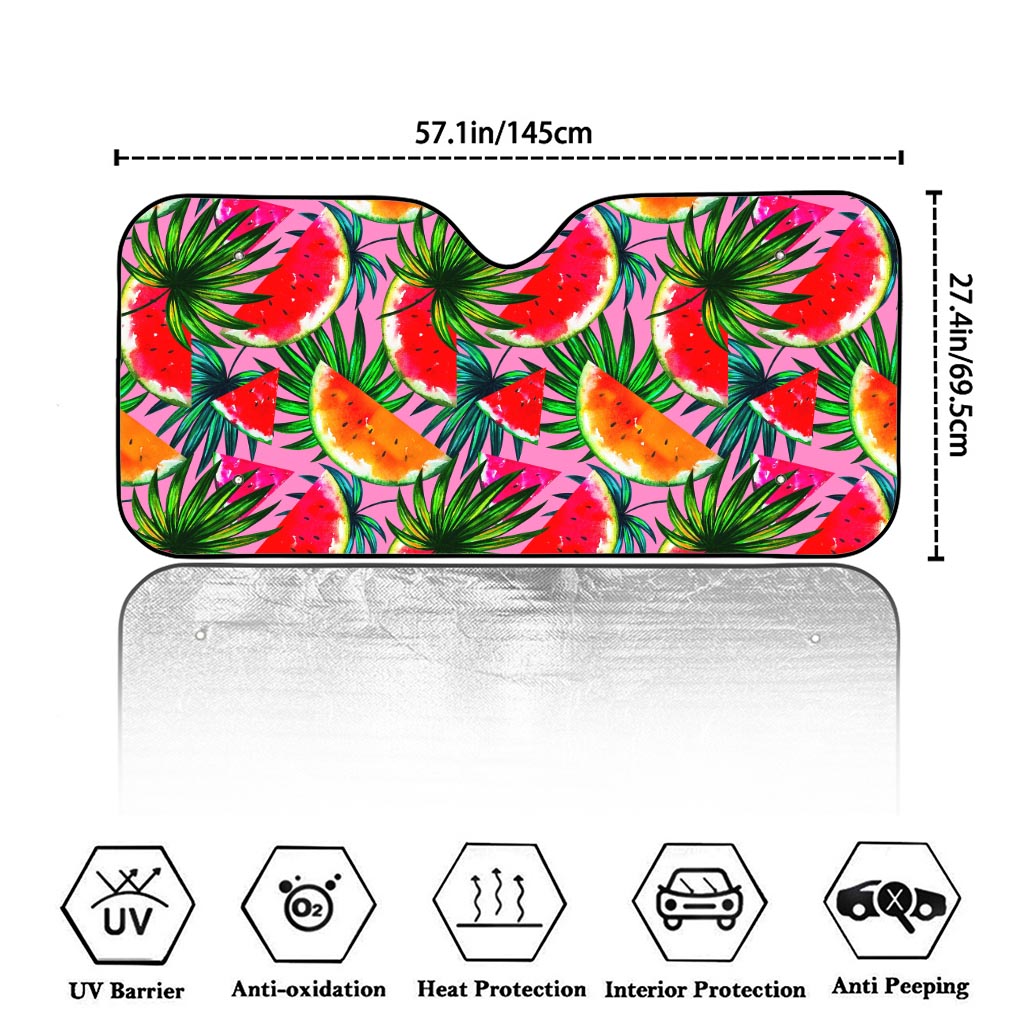 Colorful Leaf Watermelon Pattern Print Car Windshield Sun Shade